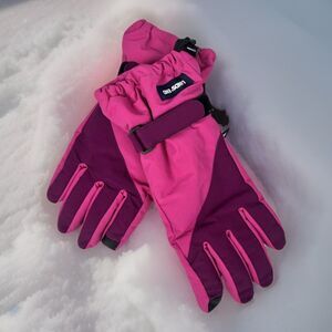 LANDS END Winter Gloves Adjustable Cuffs Womens Large Pink Snow EUC